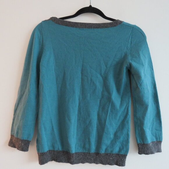 HUMAN WOMAN Y2K Cat Knit Cropped Sweater Top Teal Gray - Size M - Picture 6 of 11